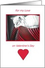 Boyfriend Valentine’s Day Handpainted Cat Print in Red Black White card