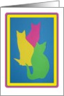 Triplets Birthday Three Colorful Cats Handmade Collage Print card