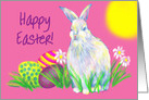 Granddaughter Happy Easter White Bunny Colourful Easter Eggs card