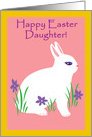 Daughter Easter Fluffy WhiteBunny With Purple Flowers card