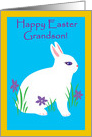 Grandson Happy Easter Fluffy White Bunny With Purple Flowers card