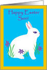 Son Easter Fluffy White Bunny with Purple Flowers card