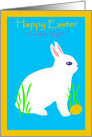 Children Girl Happy Easter Fluffy,White Bunny W Golden Egg card
