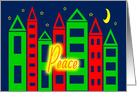 Christmas Peace Starry Night Colorful Cityscape card