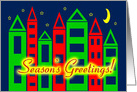 Christmas Season’s Greetings Colorful Cityscape card