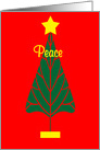 Christmas Peace Stylistic Evergreen Tree with Yellow Star card