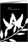 Invitation Civil Union Black and White Dove Silhouettes Card