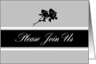 Commitment Ceremony Invitation Black, White and Grey Floral card