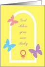 Congratulations New Baby Girl Butterflies on Yellow card