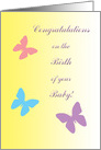 Congratulations New 1st Born Baby Butterflies on Yellow card