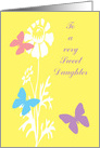 Daughter Birthday Coloured Butterflies on Yellow with White Flower card