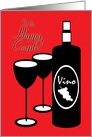 Valentine’s Day Couple Wine Bottle and Glasses card