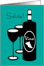 Birthday Non English Italian Salute Wine Bottle and Glasses card