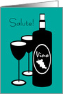 Italian Congratulations Salute Wine Bottle and Glasses card