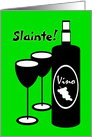 Non English Happy Birthday Irish Gaelic Salute Wine Bottle Glasses card