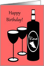 Happy Birthday Wine Bottle and Glasses card