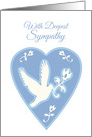 Sympathy Miscarriage White Dove and Flowers in Blue Heart card