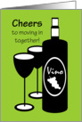 Congratulations Moving In Wine Bottle and Glasses card