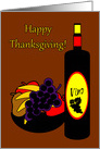 Thanksgiving Wine Bottle and Fruit Bowl Card