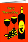 Boss Thanksgiving Wine Bottle Glasses and Grapes Card