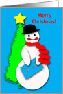 Friend Christmas Snowman w/Card Cut Paper Colllage Look card