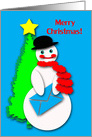 Couple Christmas Jolly Snowman Cut Paper Colllage Look card