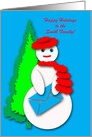 Custom Personalized Christmas Snowwoman w/Card Cut Paper Collage Look card