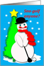 Humorous Christmas Snowman w/Golf Club Cut Paper Collage Look card
