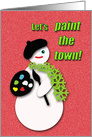 Birthday on Christmas Artist Snowman Cut Paper Collage Look card
