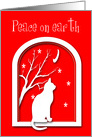 Friend Peace on Earth Christmas Cat on Window Silhouette card