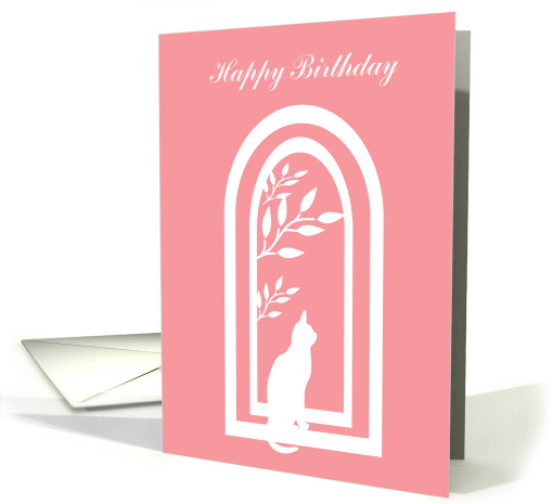 Friend Birthday Cat on Window Silhouette card (1004061)