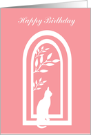 Friend Birthday Cat on Window Silhouette card