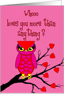 Boyfriend Valentine’s Day Owl in Tree with Heart Leaves card