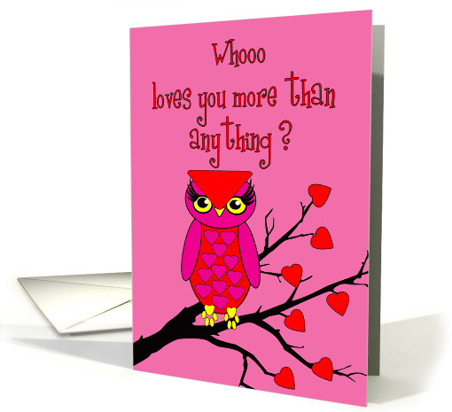 Mother Valentine's Day Owl in Tree with Heart Leaves card (1024185)