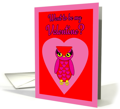 Sweetheart Valentine's Day Owl in Pink Heart card (1024191)