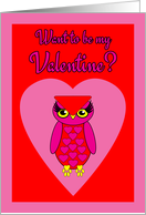 Sweetheart Valentine’s Day Owl in Pink Heart card