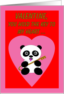 Wife Valentine’s Day Panda Bear with Key to Heart card