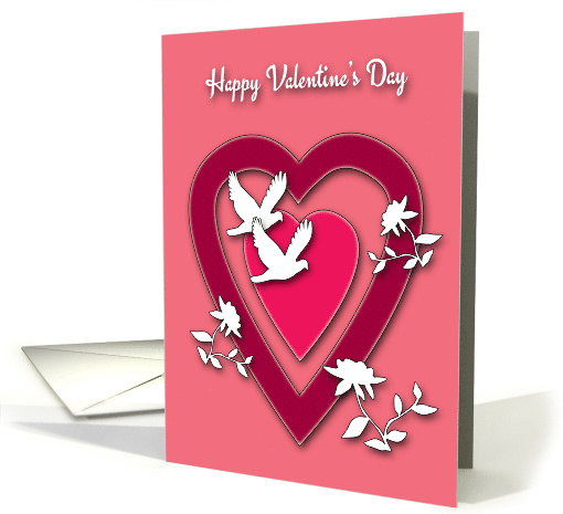Valentine's Day Hearts Doves and Flowers card (1029273)