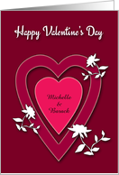 Custom Personalized Name Valentine’s Day Hearts and Flowers card