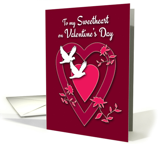 Sweetheart Valentine's Day Hearts, Doves and Flowers card (1029359)