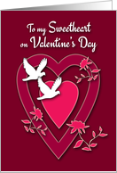 Sweetheart Valentine’s Day Hearts, Doves and Flowers card