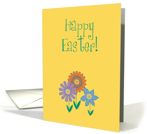 General Easter Colorful Spring Flowers on Yellow Backround card