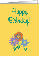 Friend Birthday Colorful Flowers on Yellow card