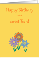 Teen Age Specific 14h Birthday Contemporary Colorful Flowers card