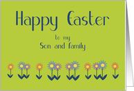 Son and Family Happy Easter Contemporary Colorful Flowers card