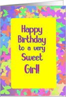 Teen Tween Birthday Colorful Butterfly Frame with Sweet Girl Sign card