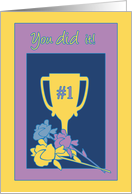 Congratulations Driver’s License Yellow Trophy & Bouquet card