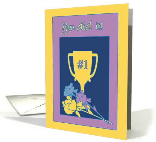 Graduation Elementary School Yellow Trophy & Bouquet card (1036381)