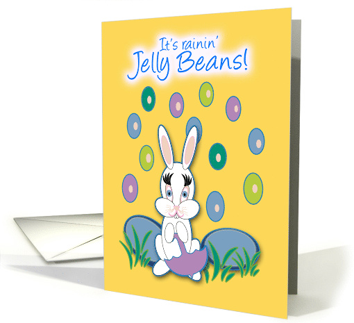 Easter Raining Jelly Beans Bunny With Umbrella card (1041437)