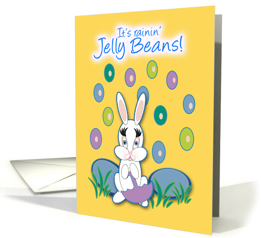 Easter Raining Jelly Beans Bunny With Umbrella card (1041443)